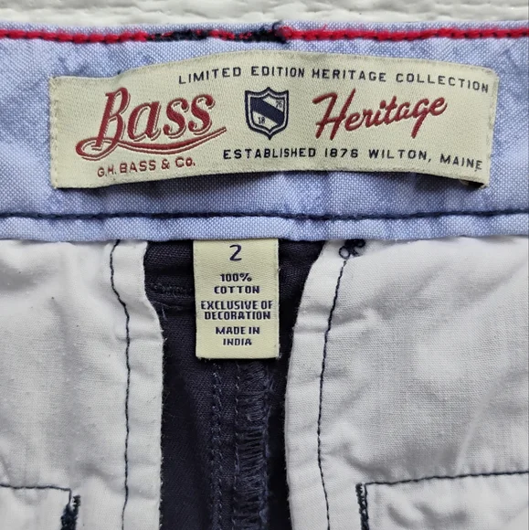 Bass Heritage Limited Edition Chino Shorts Navy Blue Women's Sz 4 100% Cotton - Picture 10 of 11
